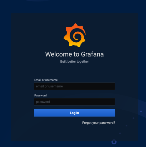 Grafana login screen