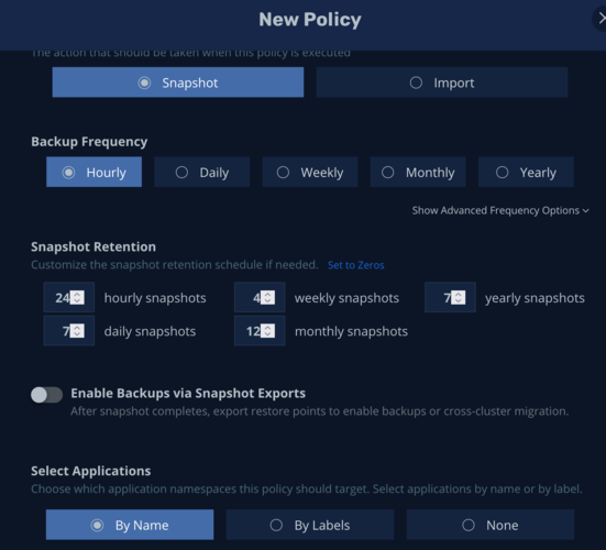 Configuring an hourly backup with K10