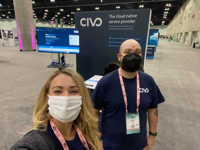 Sophia and David at the Civo booth