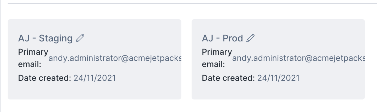 Renaming our original account to Acme Jetpacks-Production