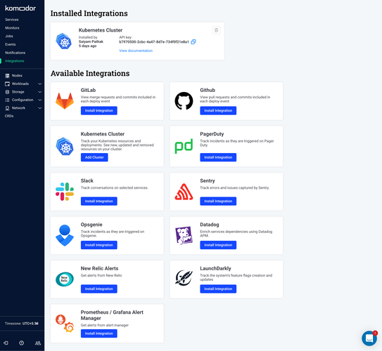 Integration options on Komodor