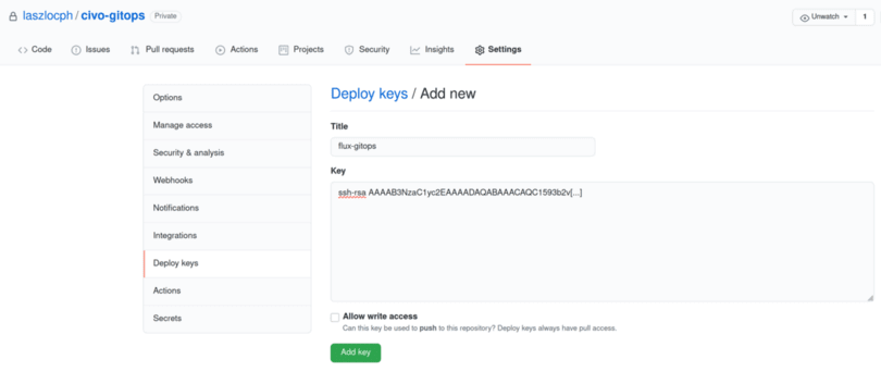 Creating a deploy key