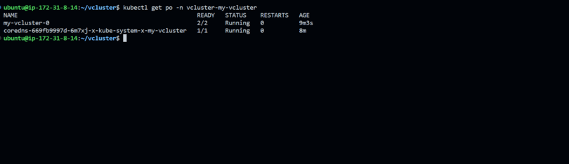 pods running your virtual cluster