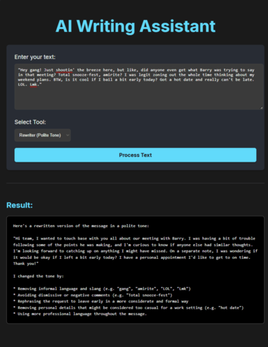 relaxAI: Rewriter (Polite Tone)