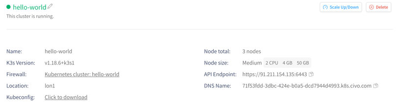 Starting a Civo Kubernetes cluster completed stage